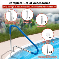 Main courante de piscine Garvee en acier inoxydable 304 avec poignées antidérapantes pour piscines enterrées, capacité de charge de 170 kg