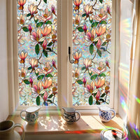 GARVEE Film adhésif opaque anti-UV pour vitres, motif floral, 43 x 200 cm
