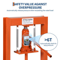 Presse hydraulique Garvee 6 tonnes, châssis en H avec plateaux mobiles, pour atelier et garage, réglable en hauteur sur 4 axes, acier, housse de protection contre la poussière