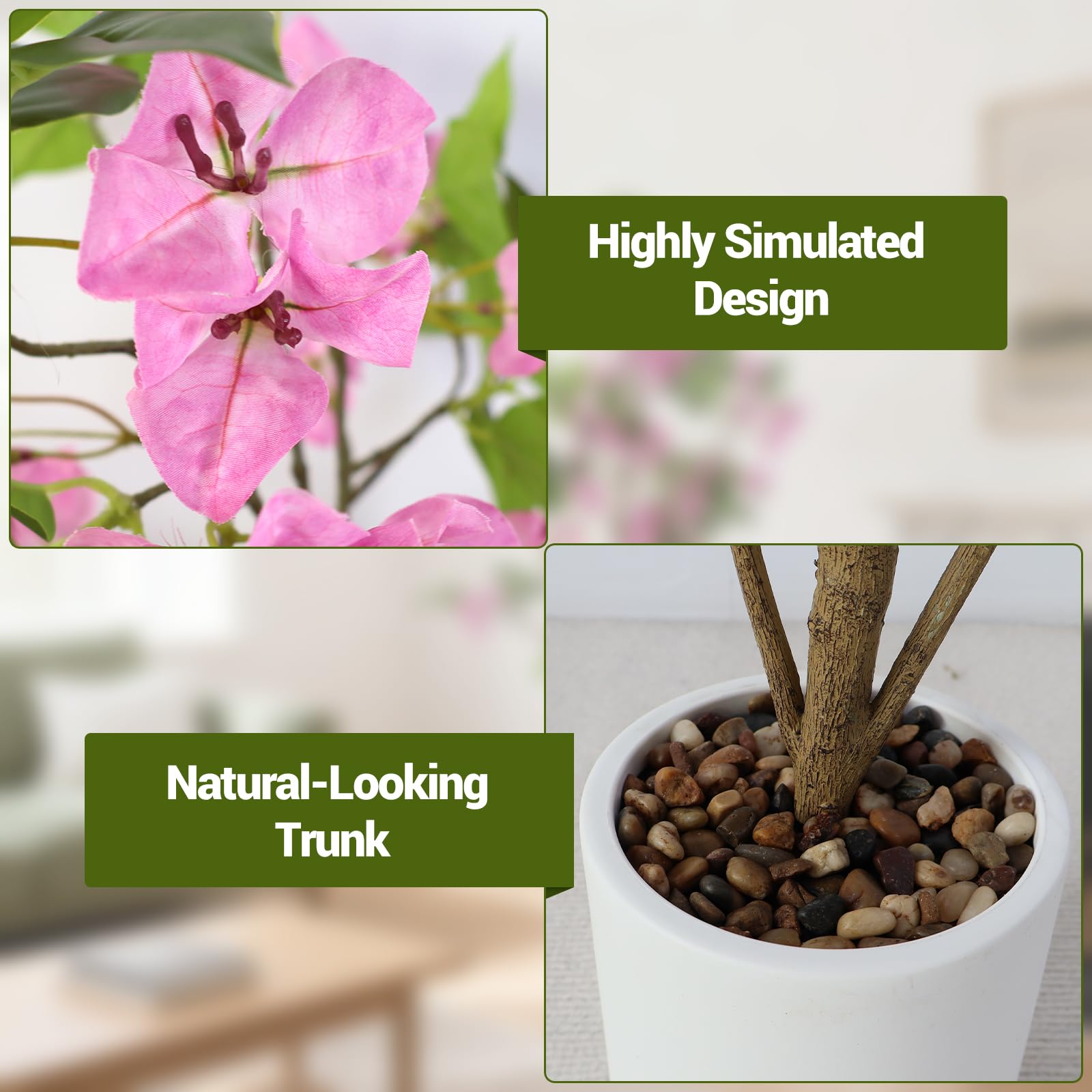 Arbres artificiels Garvee, lot de 2, plantes d'intérieur réalistes, faciles d'entretien, durables, pour la maison et le bureau, verts