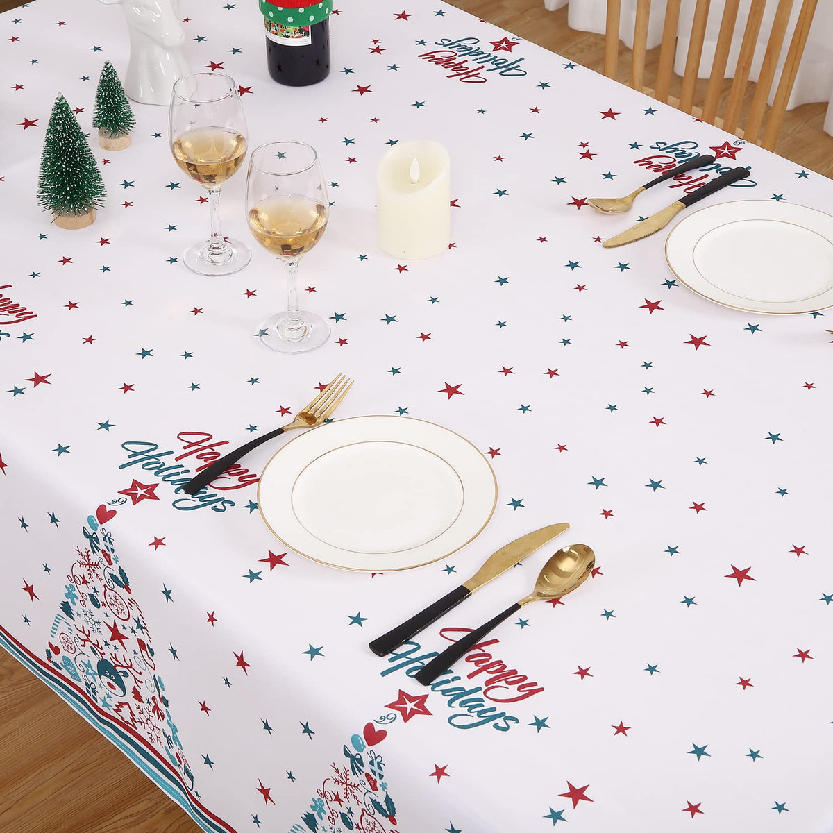 Garvee Nappe et rectangulaire, imperméable et antitache, en polyester, idéale pour la cuisine, les fêtes et le camping, blanc, 137 × 228 cm