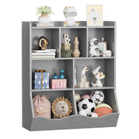 Meuble de rangement pour jouets Garvee gris pour enfants, étagère à 3 niveaux, robuste, anti-basculement, 5 étagères, chambre et salle de jeux, bois, gris