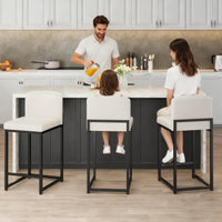 Ensemble de 2 tabourets de bar Garvee, style moderne, hauteur 61 cm, revêtement en similicuir, structure en métal, idéal pour la cuisine et la salle à manger, gain de place, noir