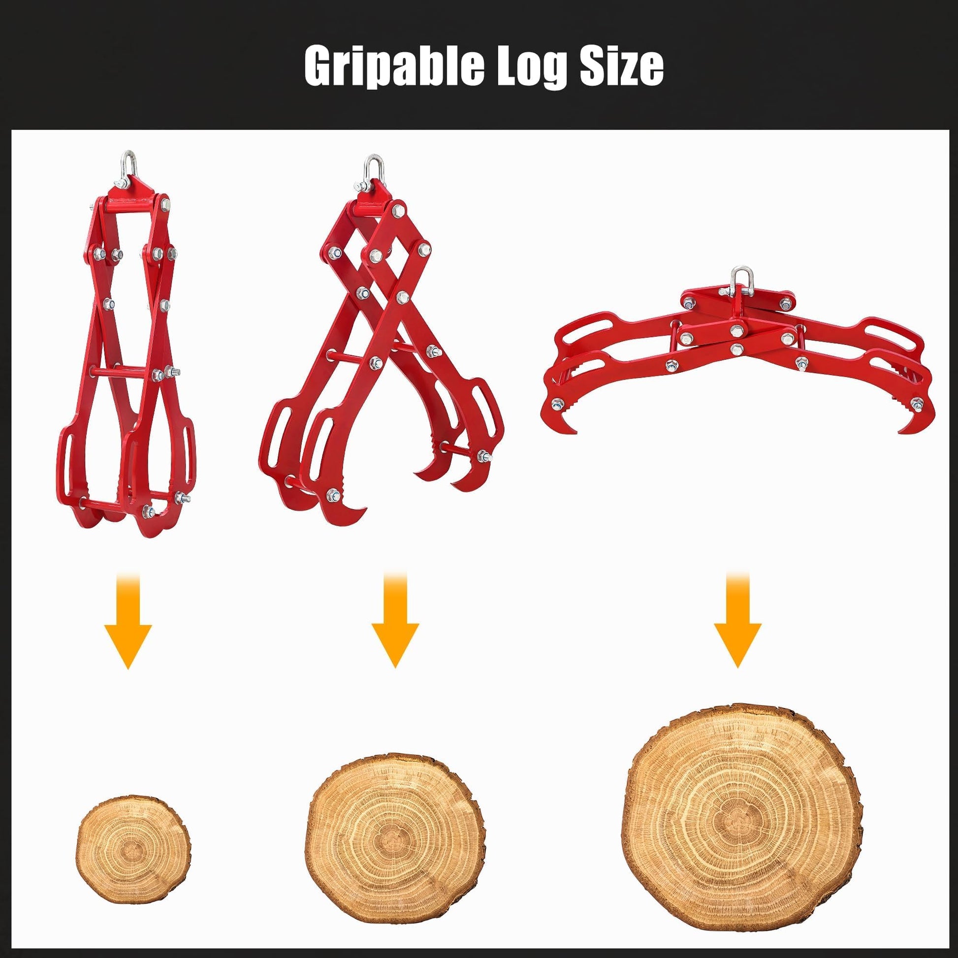 Garvee Pince de levage pour grumes 71 cm, grappin 4 griffes robuste, design Eagle Claws, capacité 2 000 à 2 495 kg, pour débardage et manutention du bois.