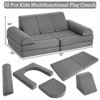 Canapé de jeu modulaire Garvee 10 pièces pour enfants, canapé convertible en mousse, microfibre de luxe, gris foncé, pour des jeux créatifs dans la chambre d'enfant