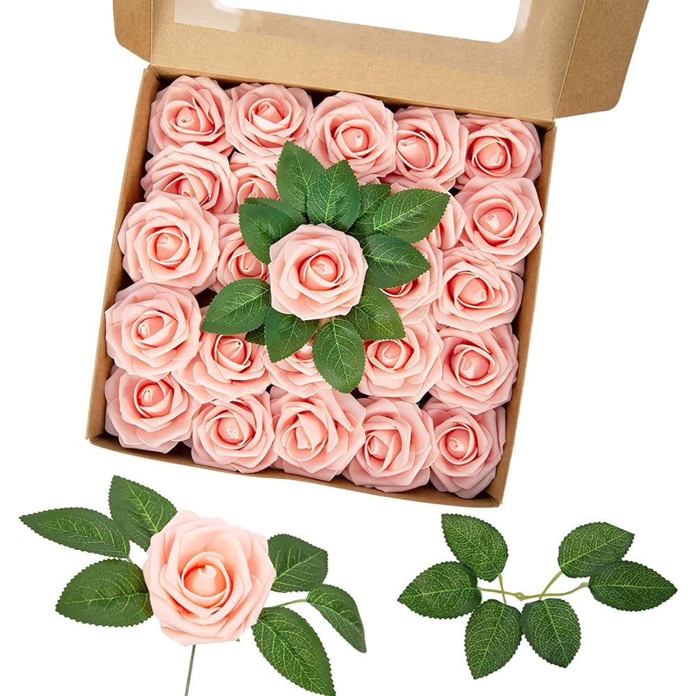 Roses artificielles Garvee, lot de 25, fleurs en mousse, roses, pour décorations de mariage à faire soi-même, couleurs éclatantes, durables et polyvalentes
