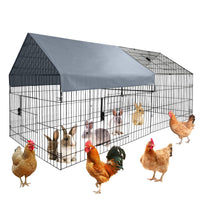 Poulailler métallique Garvee grand format – 218 × 101 × 101 cm, antirouille, housse imperméable et fermeture de porte sécurisée pour le jardin et la ferme