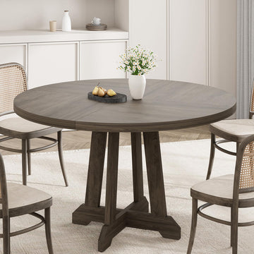 Garvee Table de salle à manger ronde 119,4cmen bois avec pieds réglables, marron