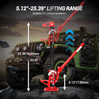 Cric agricole Garvee de 84 cm (33 pouces) en acier, outil de levage tout-terrain d'une capacité de 3175 kg (7000 lb) pour tracteurs et VUS.