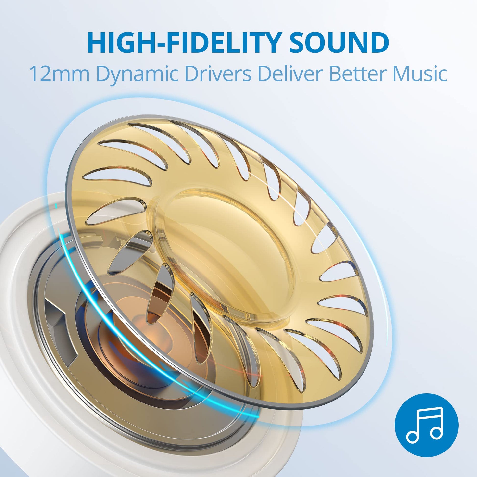 Écouteurs intra-auriculaires sans fil Bluetooth 5.0 stéréo HiFi Garvee, étanches IPX7, blancs