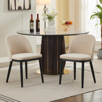 Chaises de salle à manger rembourrées Garvee, lot de 2, beige, style moderne, coussins épais, pieds en bois, dossier ergonomique, pour cuisine et café
