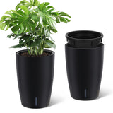 Ensemble de jardinières à arrosage automatique Garvee de 40 cm de haut avec indicateur de niveau d'eau visible pour l'intérieur et la terrasse, noires, robustes et ventilées