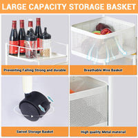 Garvee Étagère de cuisine 3 niveaux en acier carbone avec roulettes, gain de place pour salle de bain, salon, cosmétiques et jouets, blanc
