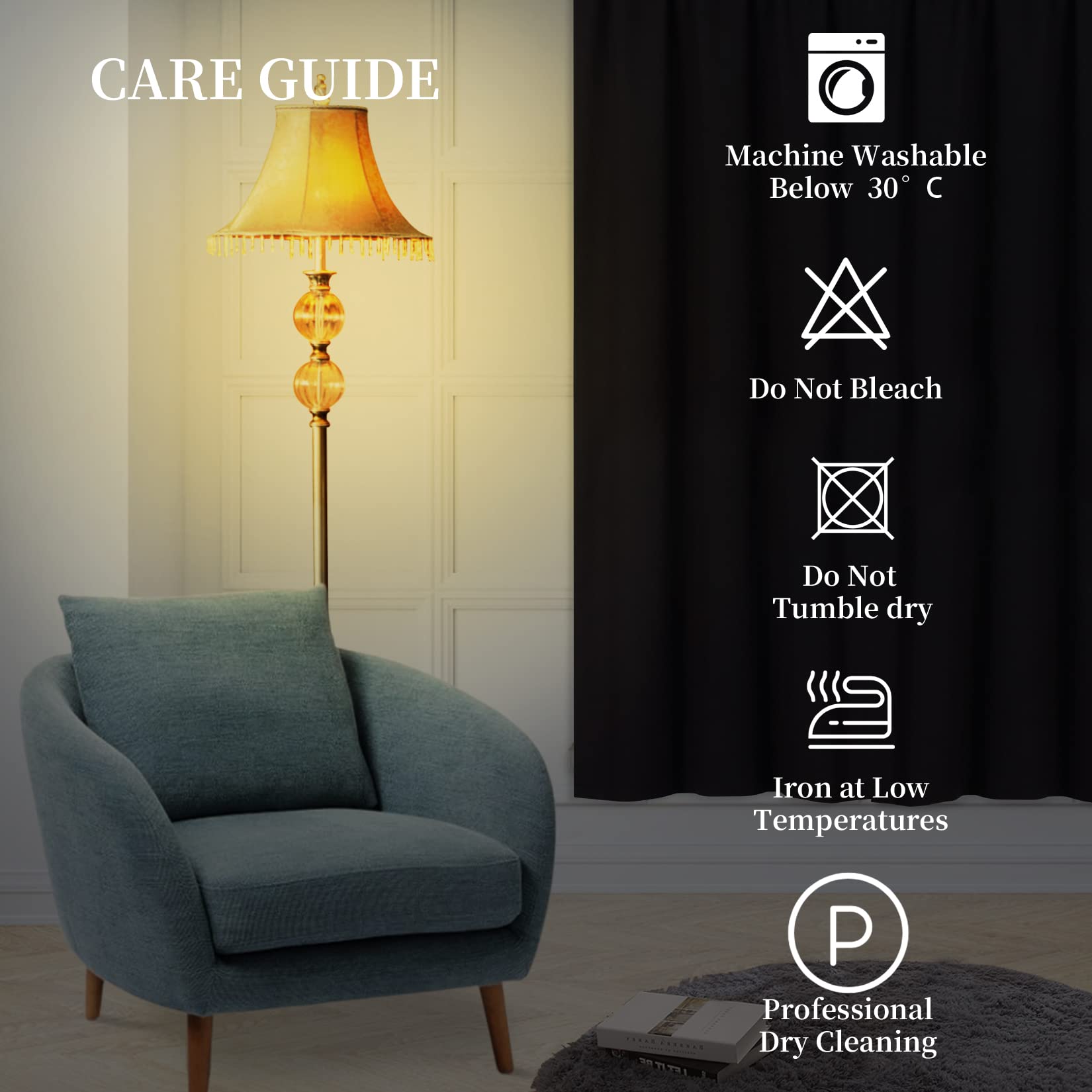 Rideaux occultants Garvee Cortina Opaca pour cuisine et chambre, insonorisés, en polyester, économes en énergie, noirs, 66 x 114 cm, lot de 2, style bistro.