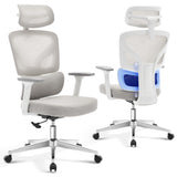 Garvee Chaise de Bureau Ergonomique en Maille, Soutien Lombaire Réglable, Accoudoirs 3D, Structure en Métal, Base Chromée, Hauteur Réglable, Gris - Gris