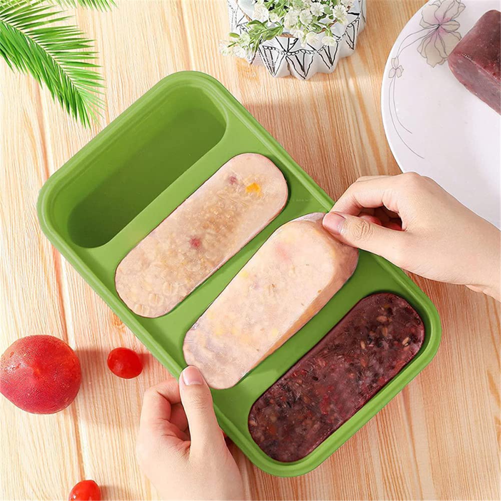 Plateau de congélation Garvee en silicone à 4 compartiments pour soupes, bouillons et sauces, 4 cubes avec couvercles, rouge