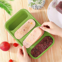Plateau de congélation Garvee en silicone à 4 compartiments pour soupes, bouillons et sauces, 4 cubes avec couvercles, rouge