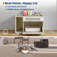 Bac à litière Garvee Hideaway avec ventilation, porte à charnières, en bois, idéal pour le salon et la chambre, design moderne, contrôle des odeurs, nettoyage facile