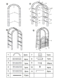 Arche de jardin en acier Garvee de 2,4 m (8 pi), résistante aux intempéries, robuste, élégante, noire, avec portail, idéale pour les mariages et le jardin.