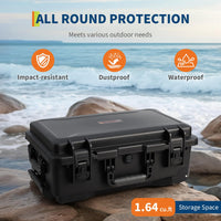 Étui de protection Garvee, en polycarbonate, étanche IPX67, avec roulettes et séparateurs rembourrés, idéal pour les voyages et la photographie, léger et sécurisé.