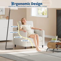Fauteuil d'appoint Garvee 33,9 po en chenille, canapé deux places avec ressorts ensachés de 7,5 po, beige compact, pour salon et chambre à coucher