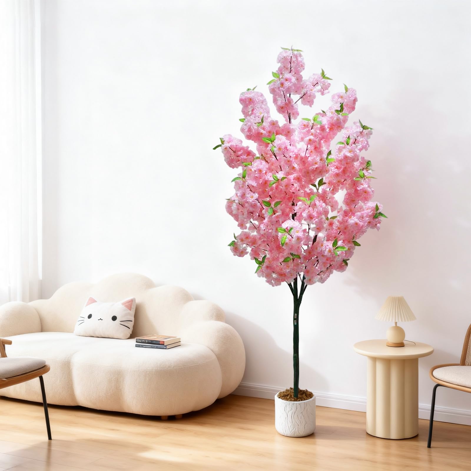 Arbre artificiel d'intérieur Garvee de 1,80 m, réaliste et sans entretien, matériau de haute qualité, décoration polyvalente pour la maison et le bureau, vert
