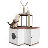 Garvee Arbre à chat 2 en 1 grand modèle avec bac à litière intégré, plusieurs niveaux, griffoir en bois et balles suspendues, pour intérieur