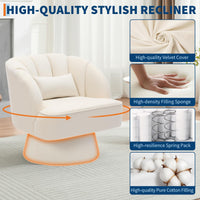 Garvee Fauteuil pivotant moderne en velours beige, rotation 360°, design confortable pour salon, chambre ou coin détente.