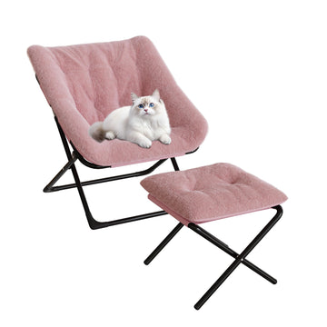 Fauteuil lounge Garvee Comfy Chair XL, en fausse fourrure, pliable, avec structure en métal et base antidérapante, idéal pour le salon et la chambre, gris.