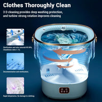 Garvee Machine à laver Mini, portable et pliable, 12 L, idéale pour la maison, les appartements et les hôtels, blanche.