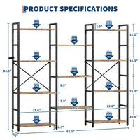 Garvee étagère industrielle à 4 niveaux avec structure en métal, grande étagère robuste pour salon et bureau, brun rustique, polyvalente