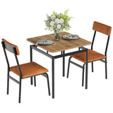 Garvee Ensemble de table à manger 3 pièces avec chaises PU confortables, cadre métal moderne, compact pour appartement, 2 personnes, marron
