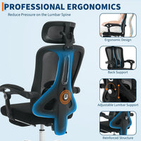 Garvee Chaise de bureau ergonomique avec appui-tête réglable, soutien lombaire et repose-pieds, tissu en maille respirante, noire