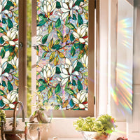 Film adhésif statique Garvee pour fenêtres, motif végétal, gravure 3D, protection solaire, électrostatique, réutilisable, 45 x 100 cm, salon et cuisine