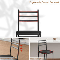 Ensemble de 2 tabourets de bar Garvee, en métal, assises rembourrées en similicuir, dossier ergonomique, pour cuisine et bar, robustes, noirs