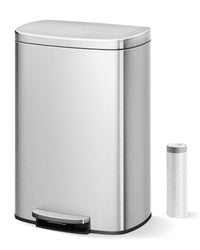 Poubelle de cuisine Garvee 13 gallons en acier inoxydable avec couvercle, fermeture douce, poignée ergonomique, argentée, pour la cuisine et le bureau, 50 L