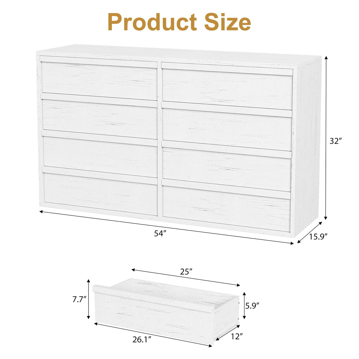 Garvee commode à 8 tiroirs avec grand espace de rangement pour la chambre et le salon, 137 cm, bois
