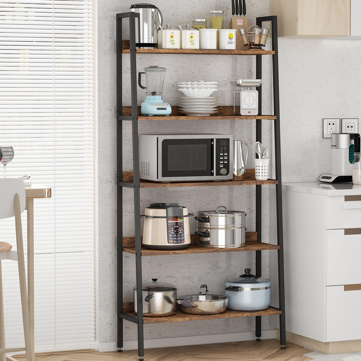 Garvee étagère de 170 cm de haut, 5 tablettes, structure en métal brun rouille, étroite, idéale pour le salon, le bureau ou la cuisine