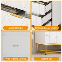 Garvee commode à 4 tiroirs avec grand espace de rangement, en MDF, pieds en métal doré, idéale pour la chambre et l'entrée, robuste et résistante aux rayures