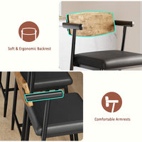 Garvee Tabourets de bar vintage avec dossier et accoudoirs, assise rembourrée, structure métallique robuste, pour cuisine, îlot central et bar