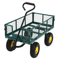 Chariot de jardin GARVEE 249 kg (550 lb), acier robuste, design 3-en-1, côtés amovibles, poignée pivotante 180°, pneus 25 cm