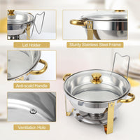Garvee Lot de 2 chafing dishes 4,7 L en acier inoxydable avec couvercle en verre, base stable, maintien au chaud, pour mariages, buffets et fêtes