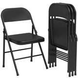 Garvee Lot de 4 chaises pliantes, cadre en métal, charge max. 159 kg, chaises portables pour salle à manger, salon, bureau et camping - Noir