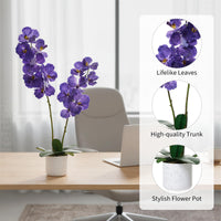 Orchidée Phalaenopsis artificielle Garvee de 79 cm (31 po) avec 14 fleurs, pot blanc, décoration pour salon et bureau, entretien facile, longue durée