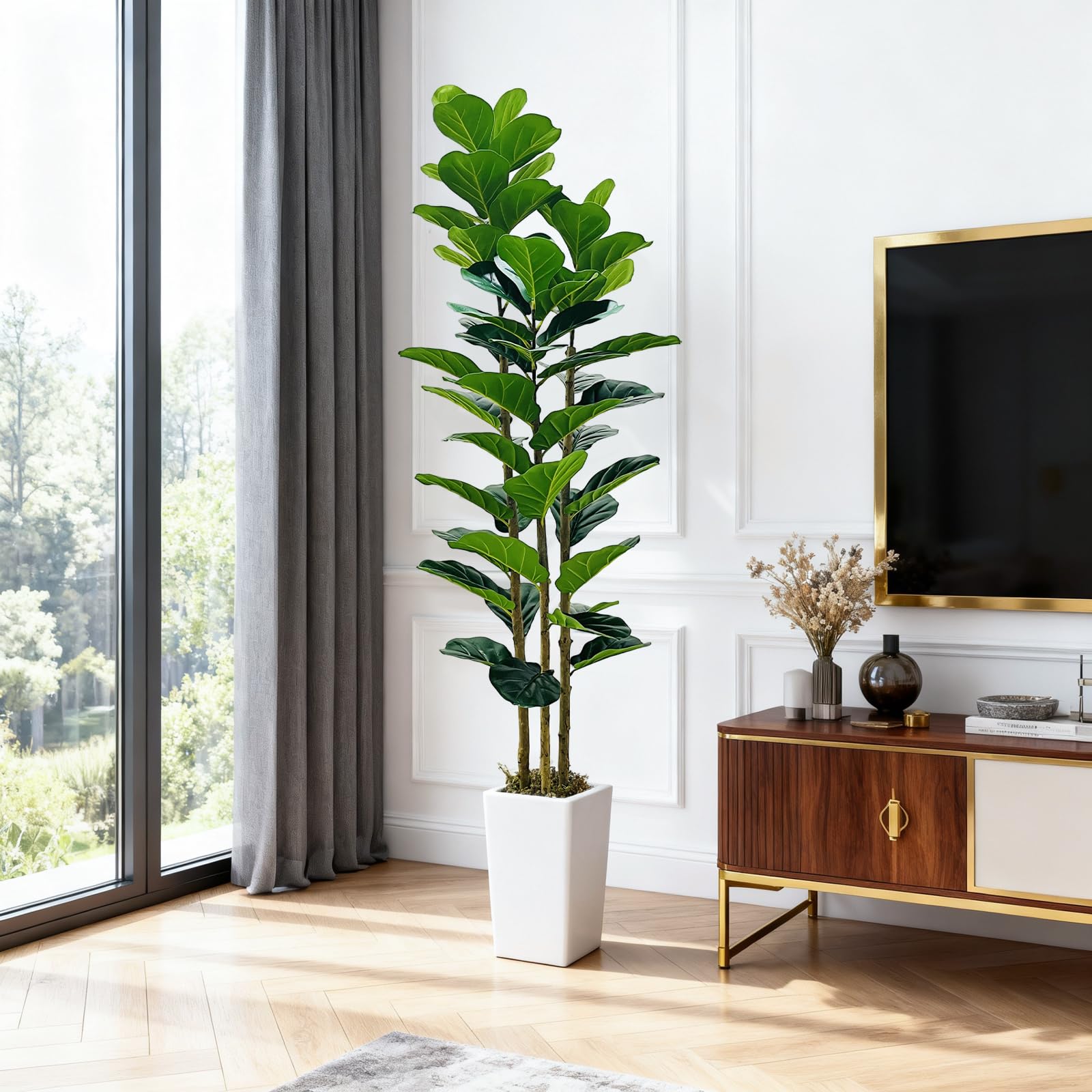 Arbre artificiel d'intérieur Garvee de 1,8 m (6 pi) réaliste, sans entretien, polyvalent et durable, vert