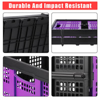 Boîte à lait pliable Garvee 55L en plastique avec poignées, empilable, robuste, pliable pour le rangement et le transport, polyvalente et peu encombrante.