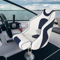 Siège de bateau haut Garvee avec accoudoirs, coussin relevable pliable pour bateaux de pêche et pontons, ergonomique, résistant aux intempéries, charnières en aluminium, antirouille