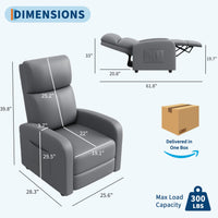 Fauteuil inclinable Garvee pour adulte, en cuir PU ergonomique et réglable, avec poche latérale, pour salon ou home cinéma, noir.