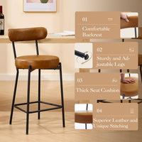 Tabouret de bar moderne Garvee 30" en bouclé avec dossier et repose-pieds, idéal pour îlot de cuisine et salle à manger, coussin de 4" et structure en métal noir.