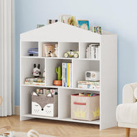 Étagère de rangement pour jouets Garvee, 9 compartiments, bibliothèque pour enfants, bois blanc, 103,5 cm, robuste, polyvalente, pour salle de jeux